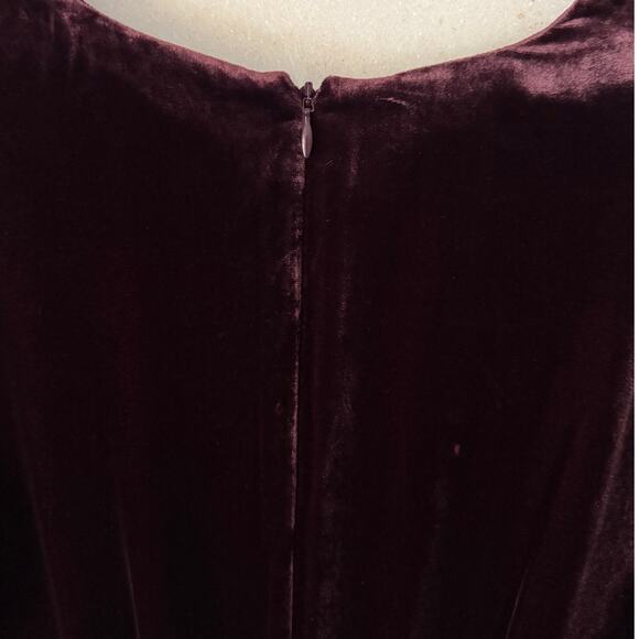 KACHEL BY ANTHROPOLOGIE Silk Velvet V-neck Short Sleeve Midi Dress 12 Burgundy - Picture 4 of 7